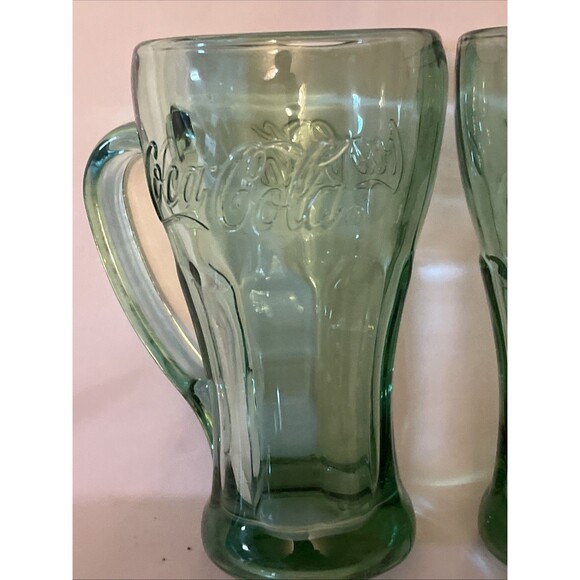 VTG Set of 2 Libbey Coca-Cola Glass w/Handle Georgia Green Mugs Heavy 14 oz - Picture 2 of 6